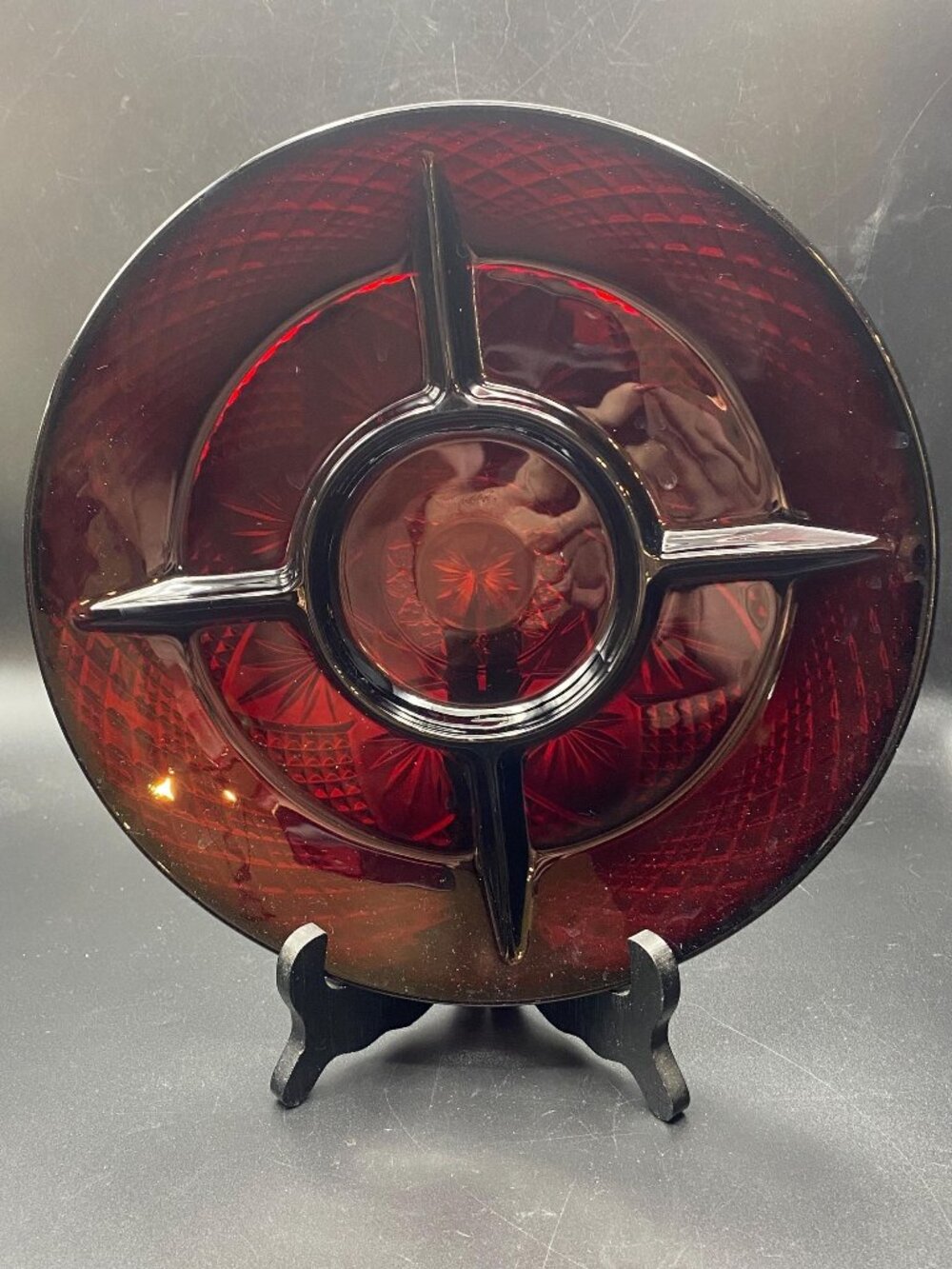 Royal Ruby Red Divided Plate